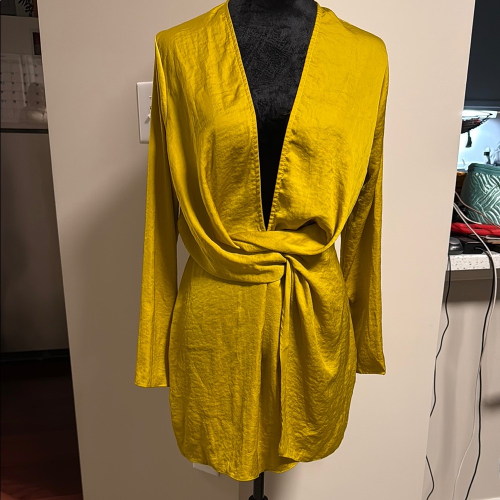 Missguided Mustard Yellow Wrap Dress